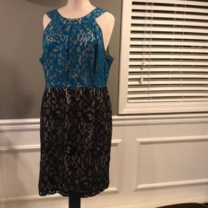 two tone blue lace dress
